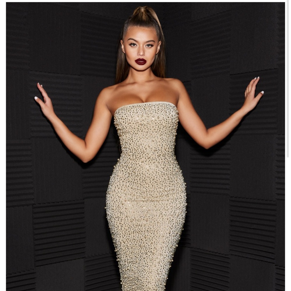 Oh polly embellished midi dress